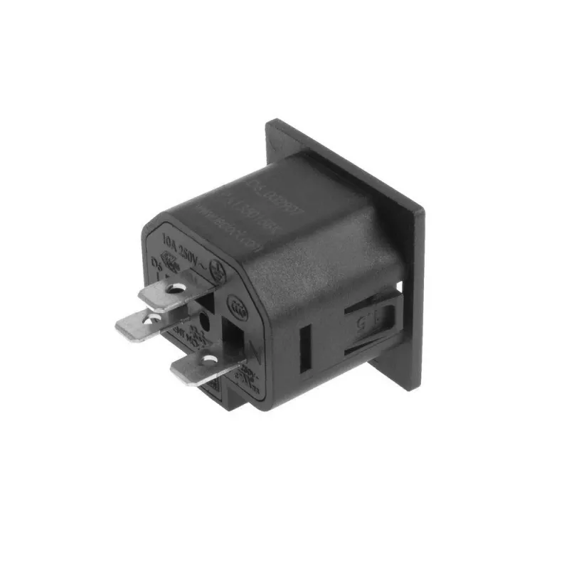 ACT C13 IEC Lock Net Entree (1x salida) - negro, PA135015BK, C13, negro, rojo, conector hembra, recto, termoplástico, 2000 V