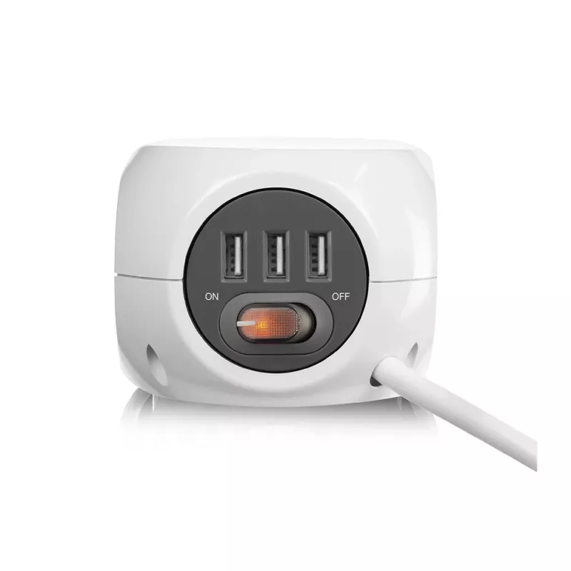 Regleta de alimentación ACT AC2430 — 3 tomas de corriente Type-F, 230 V, 16 A, cable de 1,5 m, blanca