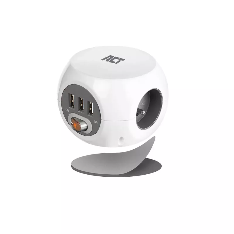 Regleta de alimentación ACT AC2430 — 3 tomas de corriente Type-F, 230 V, 16 A, cable de 1,5 m, blanca