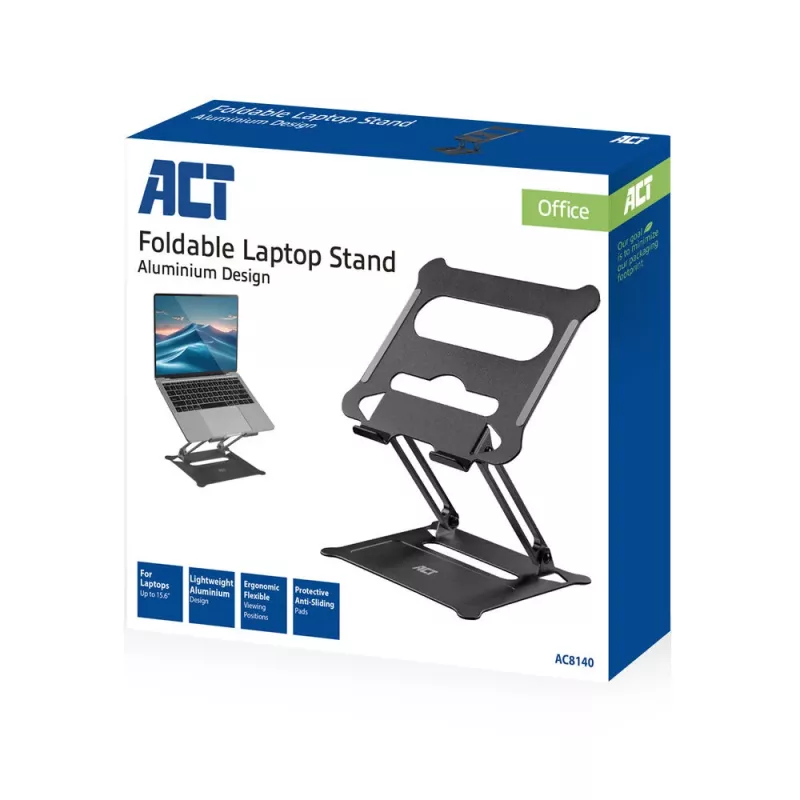 Soporte para portátil ACT AC8140 aluminio regulación de altura continua negro