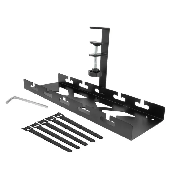 Bandeja de gestión de cables bajo escritorio ACT, soporte de fijación, 40 cm, acero, capacidad 5 kg