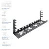 Bandeja de gestión de cables extraíble bajo escritorio ACT 43–72 cm soporte de fijación, acero, 728×130×190 mm, 5 kg