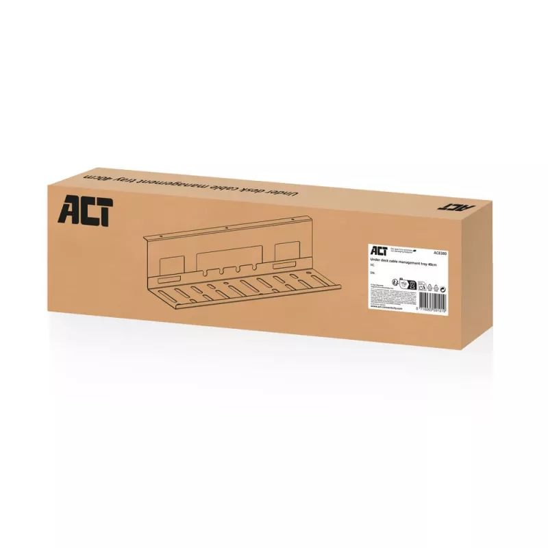 Bandeja de gestión de cables bajo el escritorio ACT 40 cm acero, recta, capacidad de carga 3 kg (B400×T140×H100 mm)