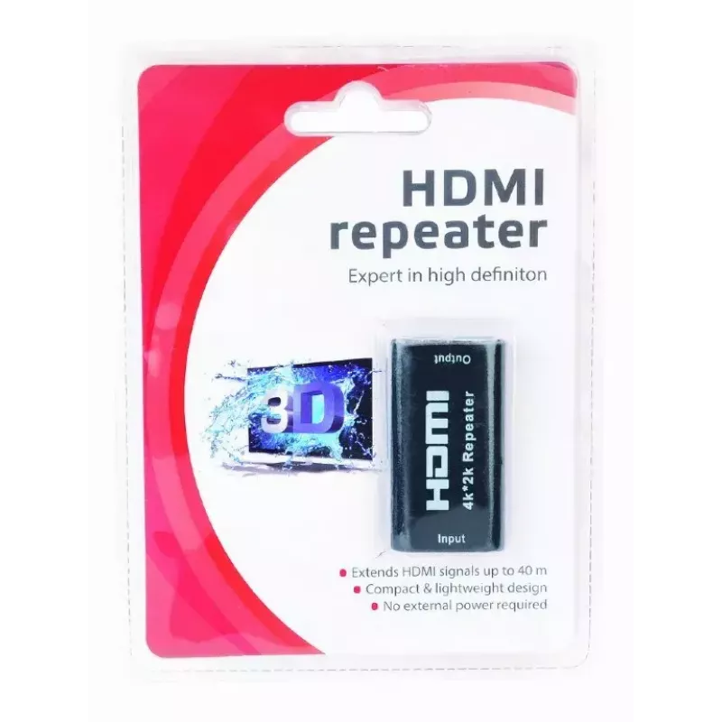 Repetidor puente GEMBIRD DRP-HDMI-02 repetidor HDMI por cable, hasta 3000 Mbit/s, 51×28×13 mm, 20 g