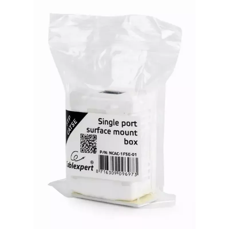 Gembird NCAC-1F5E-01 toma de red apantallada de superficie, 1x RJ45 Cat5e, blanco