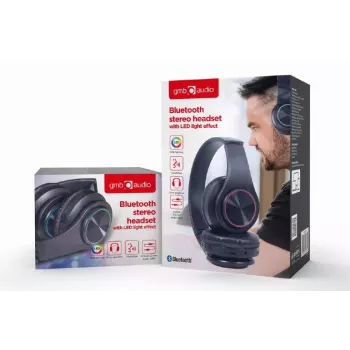 Auriculares con cable e inalámbricos GEMBIRD BHP-LED-01, supraaurales, diadema, negro, cable de 0,3 m, 150 g