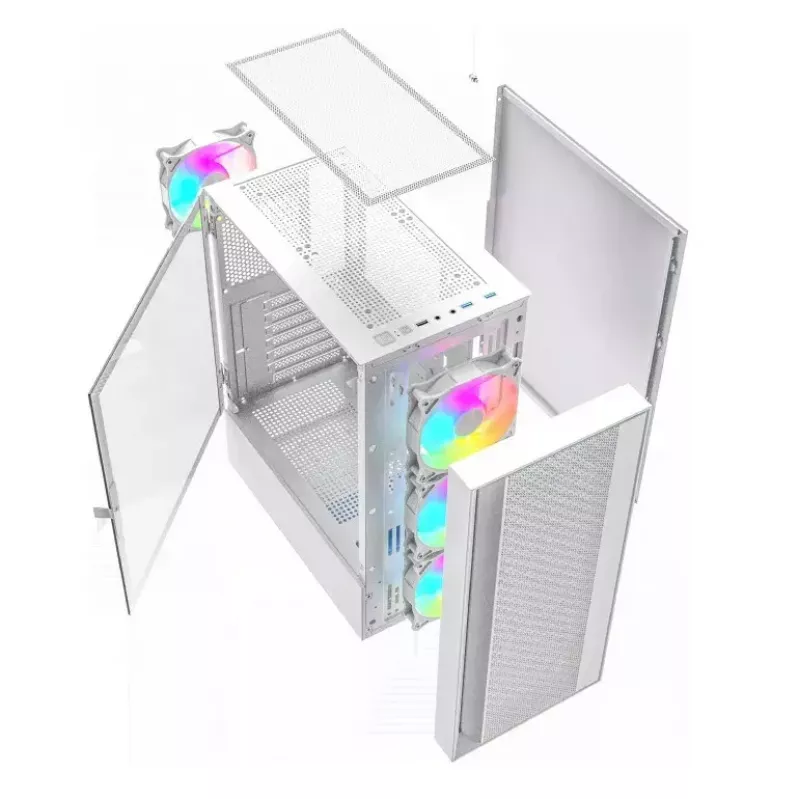 Caja de ordenador Fornax 4000 ARGB, ATX, blanca