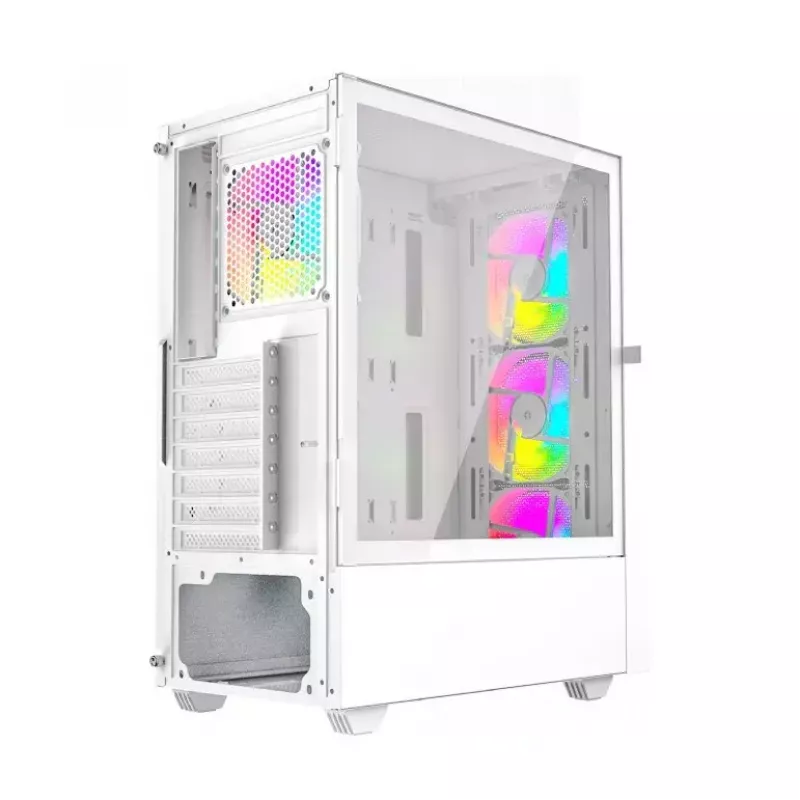 Caja de ordenador Fornax 4000 ARGB, ATX, blanca