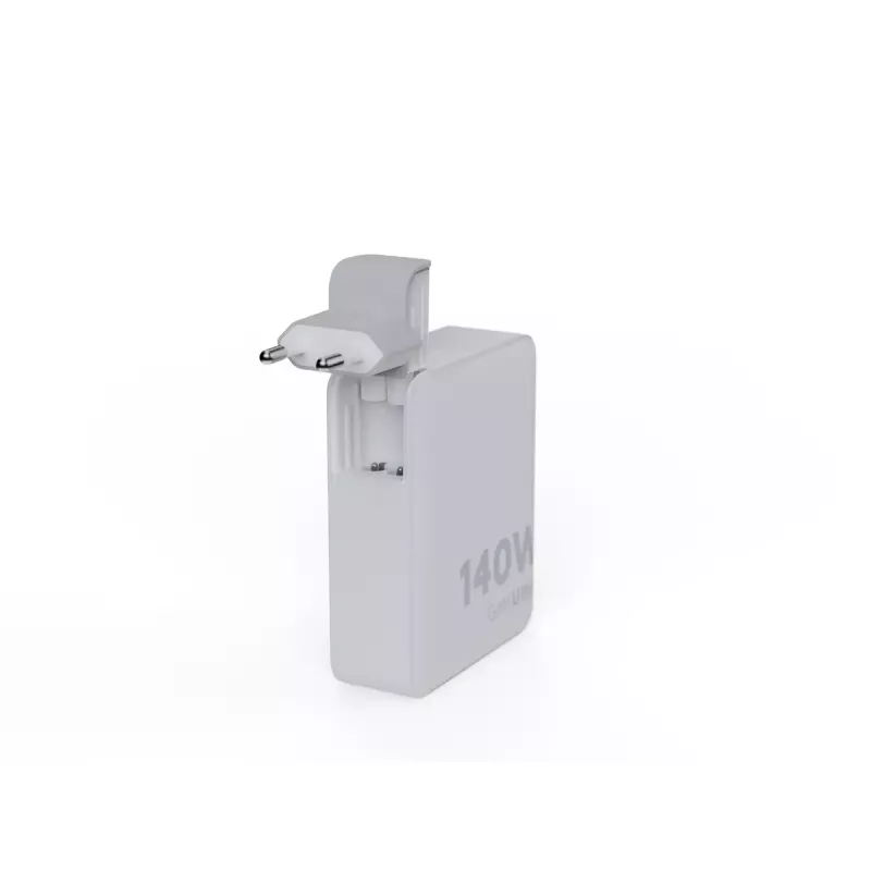 Cargador de viaje portátil GaN de 140W Xtorm XVC2140 con 3 conectores USB-C PD y cable USB-C de 2 m, blanco