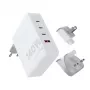 Cargador de viaje portátil GaN de 140W Xtorm XVC2140 con 3 conectores USB-C PD y cable USB-C de 2 m, blanco
