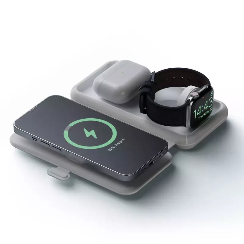 Cargador de viaje inalámbrico plegable Xtorm 3en1 15W gris XWF31
