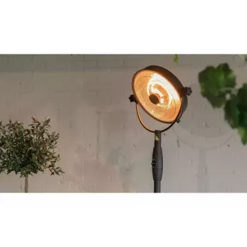 Calefactor eléctrico halógeno SUNRED Retro, 2100/900 W, para colocación en suelo en interiores, calienta hasta 17 m², negro/marrón