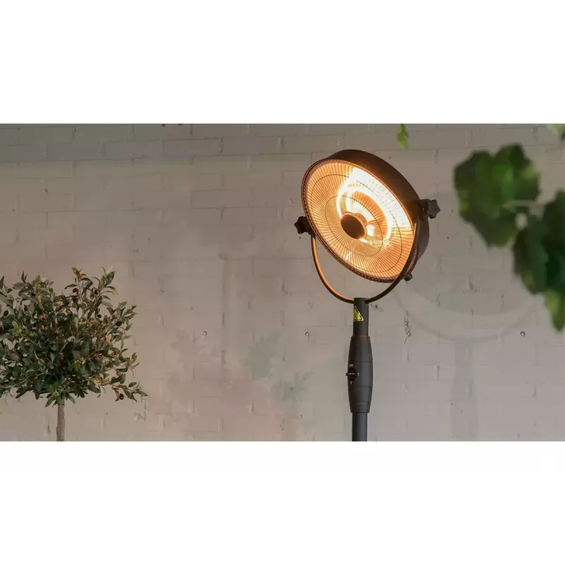 Calefactor eléctrico halógeno SUNRED Retro, 2100/900 W, para colocación en suelo en interiores, calienta hasta 17 m², negro/marrón