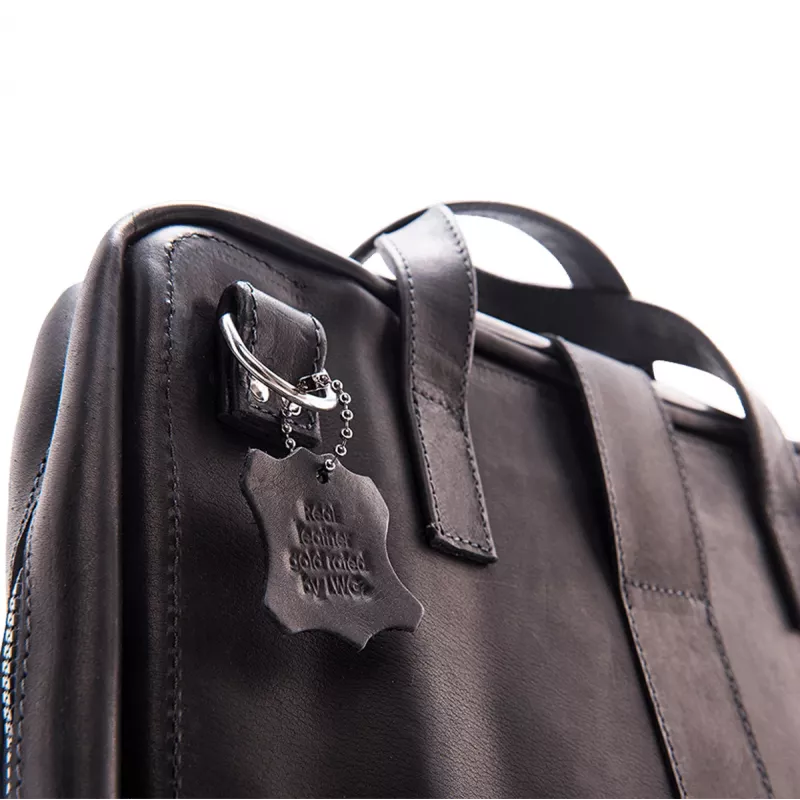 R-Go Tools bolsa para portátil R-Go Viva, piel, con soporte para portátil integrado, correa de hombro, 39,6 cm (15,6 inch), negro
