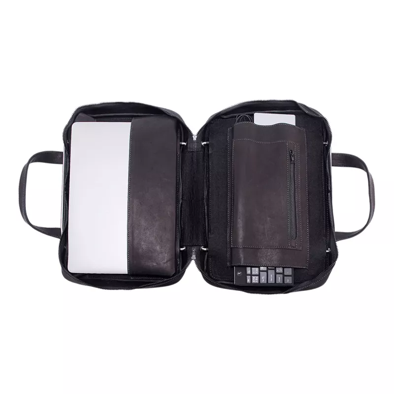 R-Go Tools bolsa para portátil R-Go Viva, piel, con soporte para portátil integrado, correa de hombro, 39,6 cm (15,6 inch), negro