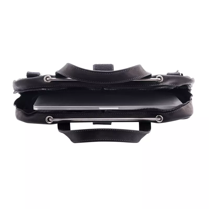 R-Go Tools bolsa para portátil R-Go Viva, piel, con soporte para portátil integrado, correa de hombro, 39,6 cm (15,6 inch), negro