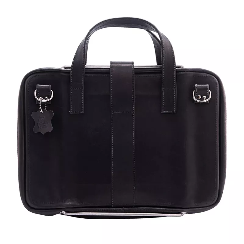R-Go Tools bolsa para portátil R-Go Viva, piel, con soporte para portátil integrado, correa de hombro, 39,6 cm (15,6 inch), negro