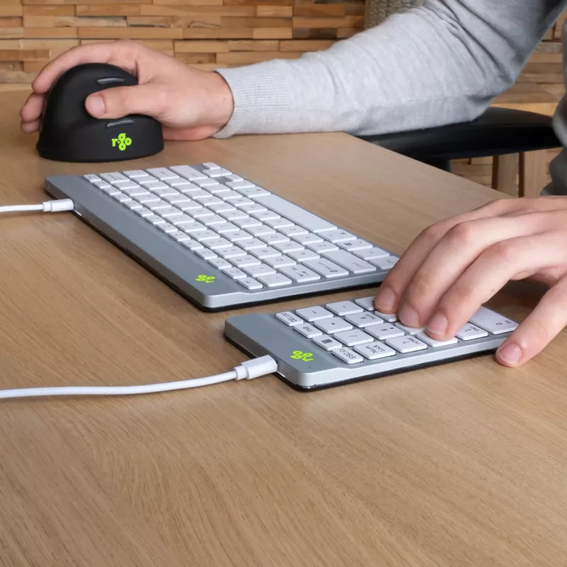 R-Go Tools teclado numérico R-Go Numpad Break, teclado numérico ergonómico con software de pausas, con cable, blanco