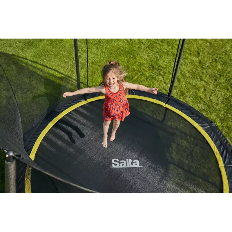 Trampolín exterior Salta Comfort Round, 54 muelles, 120 kg máx., 3 patas, red de seguridad, exterior
