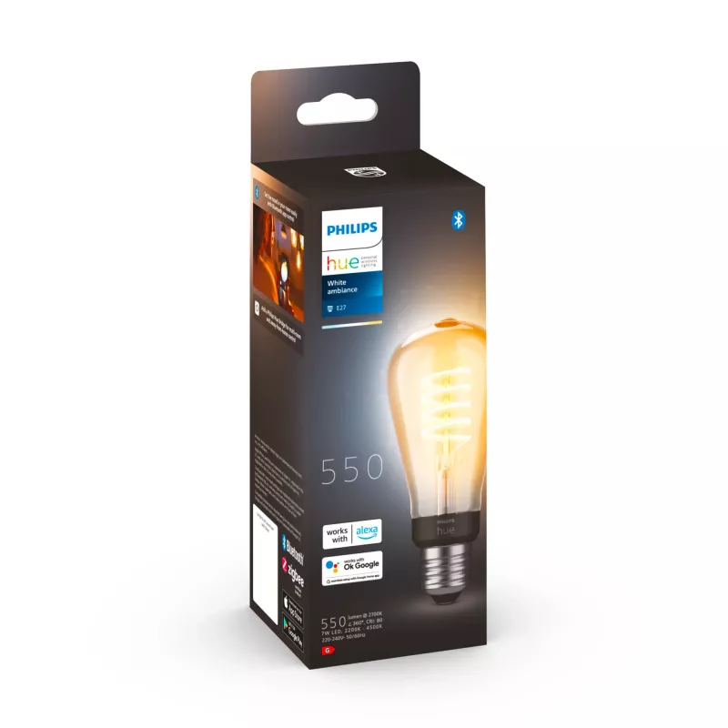 Philips ST64 – Bombilla inteligente E27, bombilla inteligente, Bluetooth/Zigbee, LED, E27, ST64, blanco cálido, blanco frío