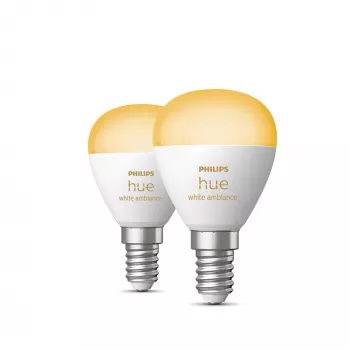 Philips Hue White Ambiance Lustre – E14 Smart Bulb – (pack de 2)