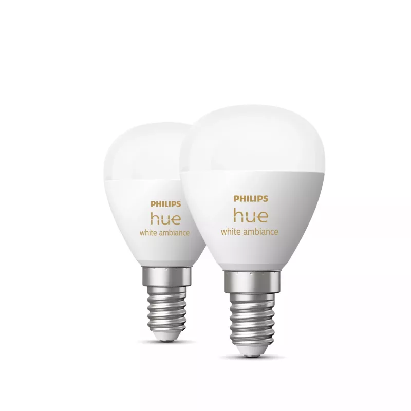 Philips Hue White Ambiance Lustre – E14 Smart Bulb – (pack de 2)