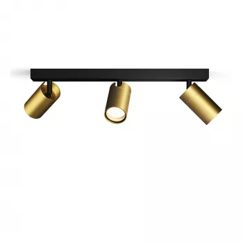 Foco de techo/pared Philips Idris 3x GU10 LED IP44 220–240V Negro/Latón