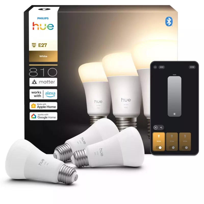 Philips A60 – Bombilla inteligente E27 – 810, Bluetooth/Zigbee, LED, E27, A19, Blanco suave, 2700 K