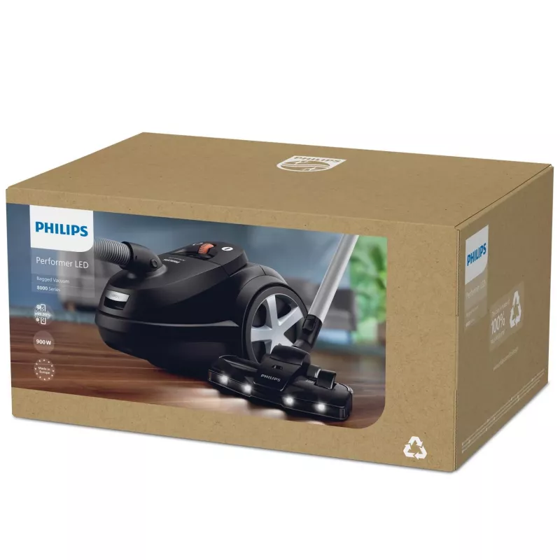 Aspirador de suelo Philips 8000 Serie XD8122/10 — 900 W, bolsa de 4 L, filtro HEPA, negro