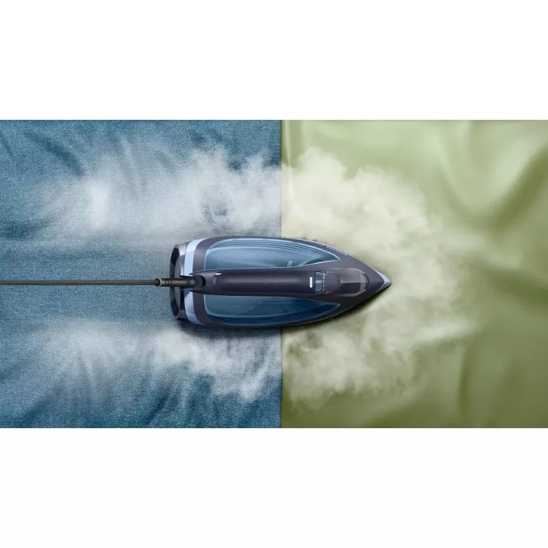 Plancha de vapor Philips Serie 6000 DST6120/20 – 2600 W, suela SteamGlide Plus, golpe de vapor de 190 g/min, depósito de agua de 0,3 l, 1,5 kg, azul