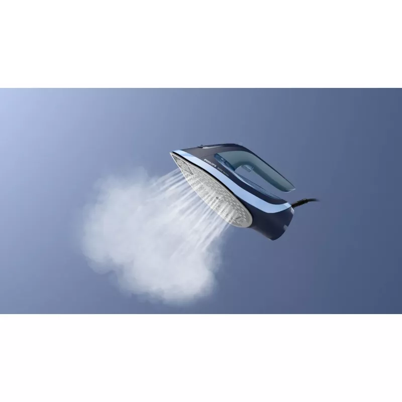 Plancha de vapor Philips Serie 6000 DST6120/20 – 2600 W, suela SteamGlide Plus, golpe de vapor de 190 g/min, depósito de agua de 0,3 l, 1,5 kg, azul