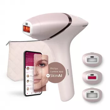 Depiladora IPL Philips Lumea Prestige BRI953/02 – IPL, SenseIQ, accesorios para rostro y cuerpo, funcionamiento con red/batería, oro rosa/rosa