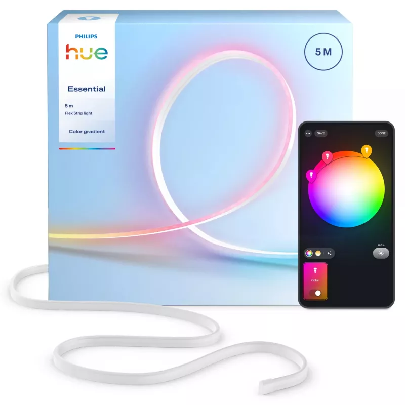 Tira de luz inteligente Philips Hue Essential Flex 5 m, Bluetooth/Zigbee, multicolor, 19 W