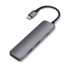 Dock/replicador de puertos para portátil Satechi ST-CMAM USB 3.2 Gen 1 Type-C, HDMI, USB-A, USB-C, gris, aluminio