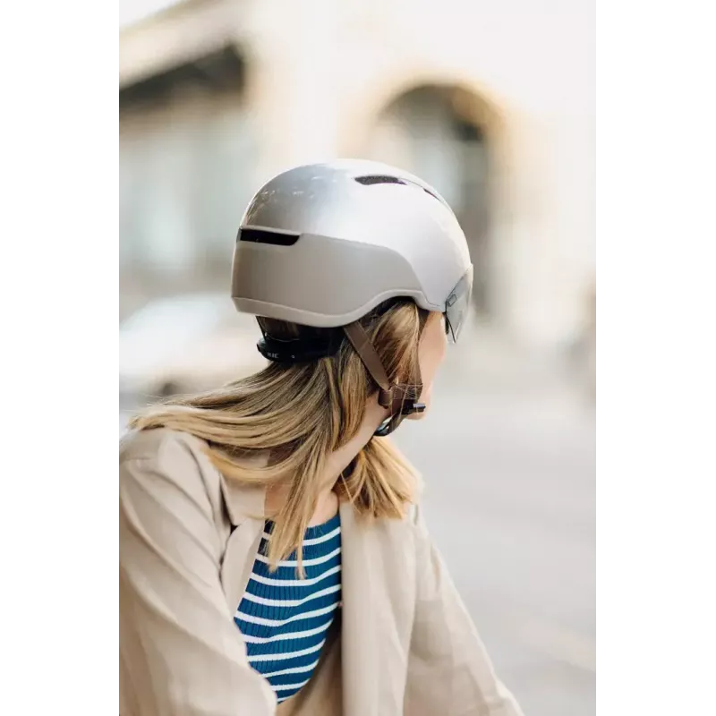 Casco de bicicleta HJC CALIDO PLUS L, Pearl Grauish Silver, In-Mold, 58–63 cm, 350 g, visera magnética