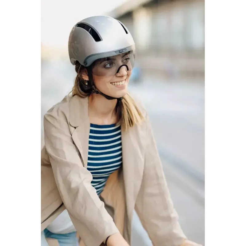 Casco de bicicleta HJC CALIDO PLUS L, Pearl Grauish Silver, In-Mold, 58–63 cm, 350 g, visera magnética