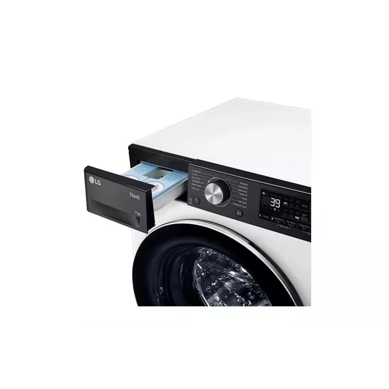 Lavadora LG F4WR711S3HA carga frontal 11 kg 1360 rpm negra, blanca