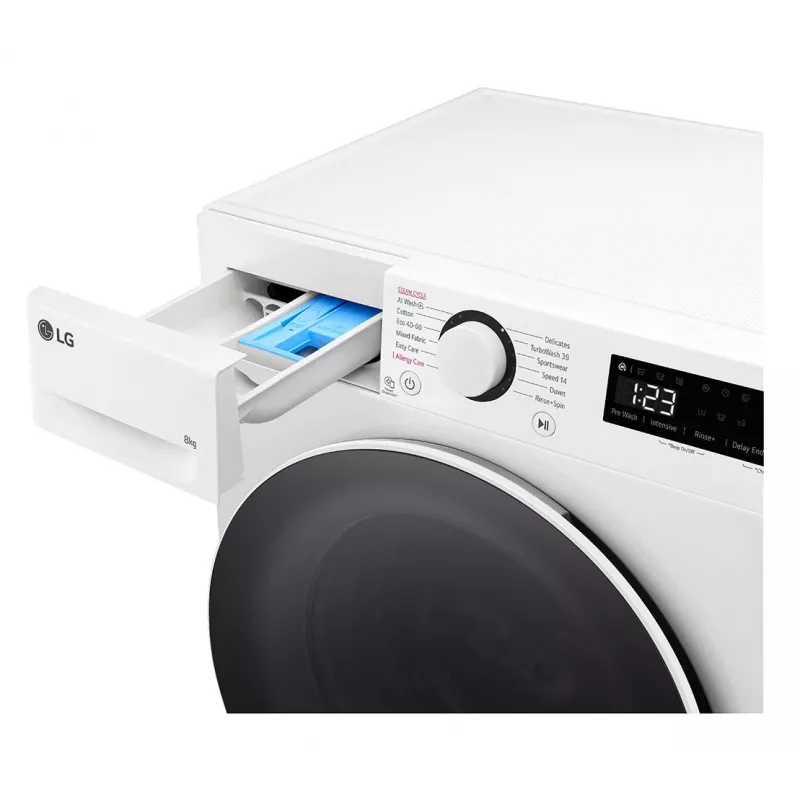 Lavadora LG F2WR508S0W carga frontal 8 kg 1160 rpm negra, blanca