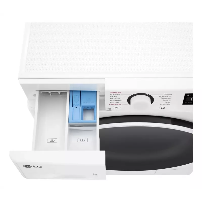 Lavadora LG F2WR508S0W carga frontal 8 kg 1160 rpm negra, blanca