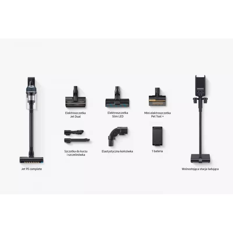 Samsung VS20C9544TB/GE aspirador de escoba/aspirador eléctrico aspirador de escoba 2 en 1 batería en seco filtro antialérgico, bolsa UltraFine 580 W negro 2,2 Ah