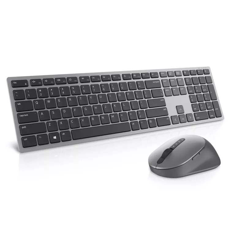 DELL Pro Plus teclado y ratón - KM7321W - UK (QWERTY), tamaño completo (100%), inalámbrico, RF Wireless + Bluetooth, QWERTY, gris, titanio, ratón incluido