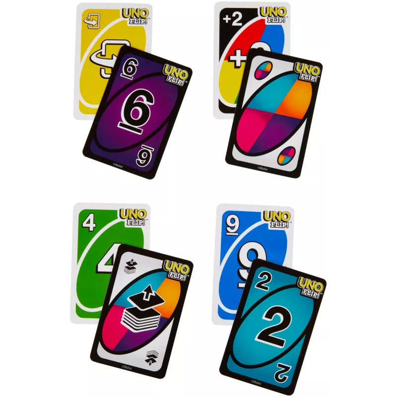 Juegos UNO FLIP juego de cartas con baraja accesible para daltónicos para niños, adultos y tardes de juegos en familia