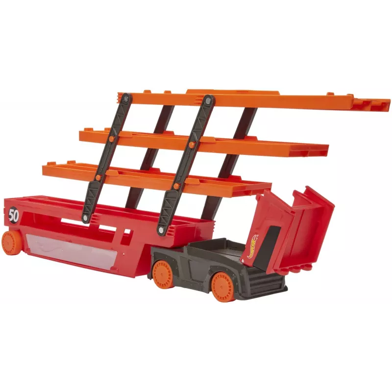 Hot Wheels City Mega Hauler con espacio para hasta 50 coches a escala 1:64, a partir de 3 años