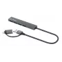 Manhattan dock/hub combo USB-C y USB-A, conexiones (4): USB-A (x4), 5 Gbps (USB 3.2 Gen1 alias USB 3.0), alimentado por USB (no requiere fuente de alimentación externa), cable 25 cm
