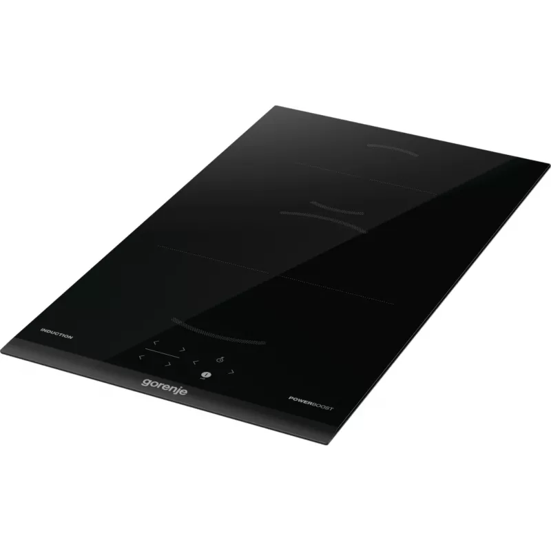 Placa de inducción Gorenje GI3201BC, negra, empotrable, 30 cm, placa de inducción por zonas, vitrocerámica, 2 zonas