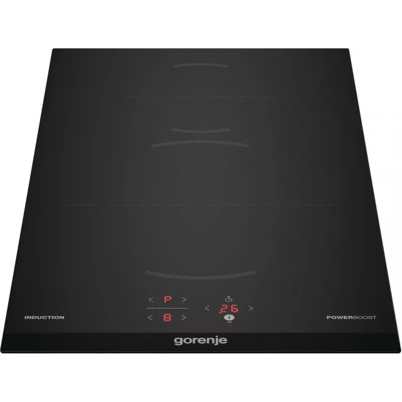 Placa de inducción Gorenje GI3201BC, negra, empotrable, 30 cm, placa de inducción por zonas, vitrocerámica, 2 zonas