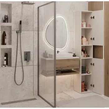 Armario de baño Top E Shop NEL, exento de 2 puertas, laminado en cashmere, 1740×310×300 mm, 5 baldas