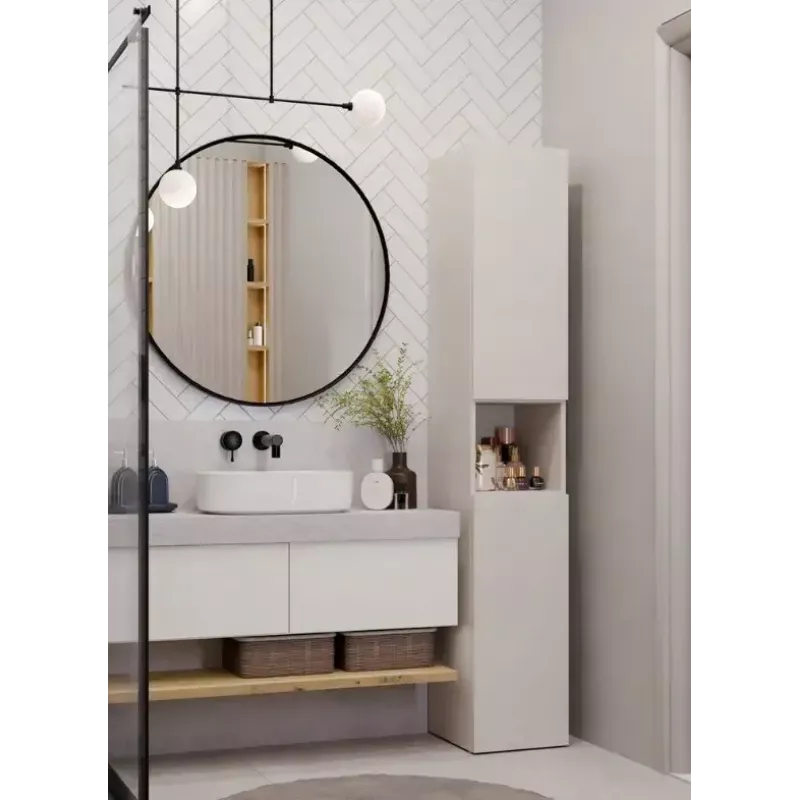 Armario de baño Top E Shop NEL, exento de 2 puertas, laminado en cashmere, 1740×310×300 mm, 5 baldas