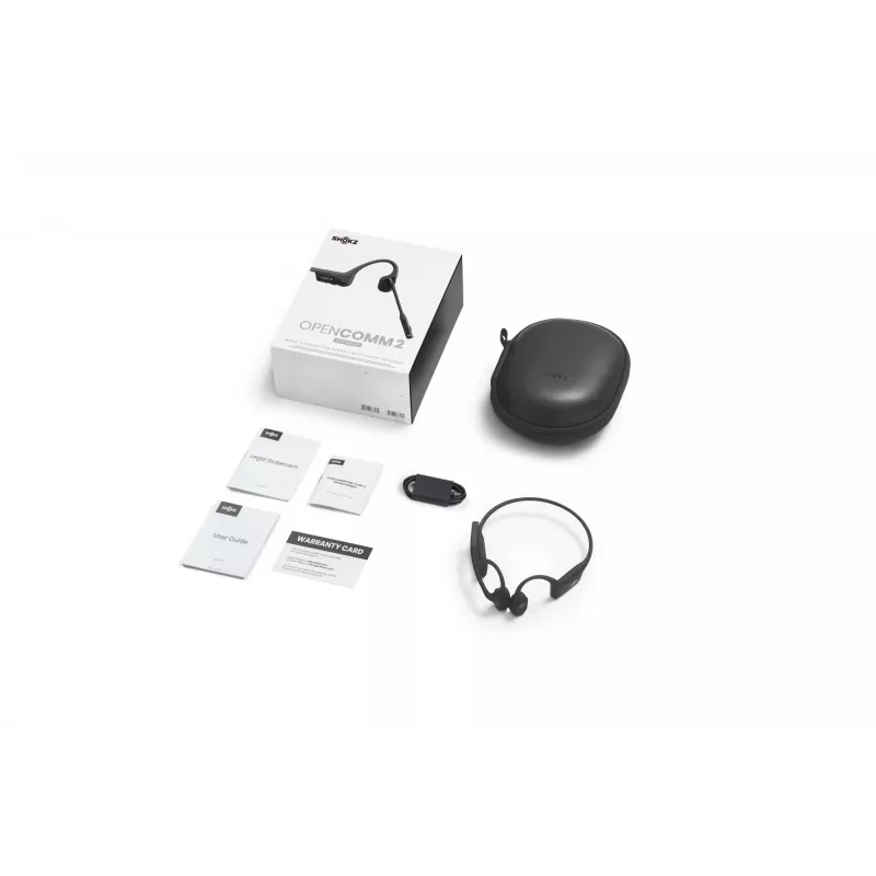 Auriculares inalámbricos Bluetooth de conducción ósea SHOKZ OpenComm2 2025 Upgrade para videoconferencias con puerto de carga USB-C | 16 h de conversación, 29 m de alcance, 1 h de carga | Con micrófono de brazo con cancelación de ruido, negro