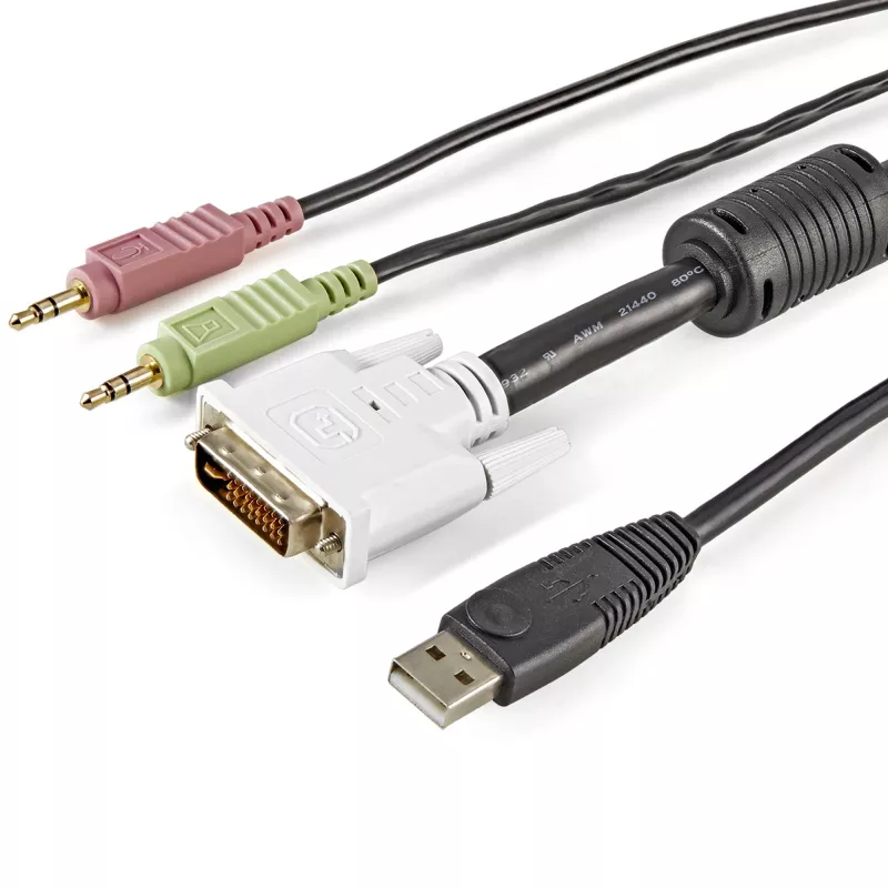 StarTech.com cable KVM USB DVI 4 en 1 de 1,8 m con audio y micrófono